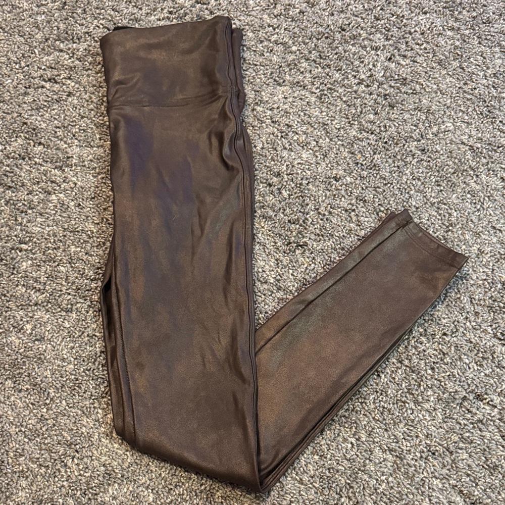 SPANX Brown Faux Leather Leggings S